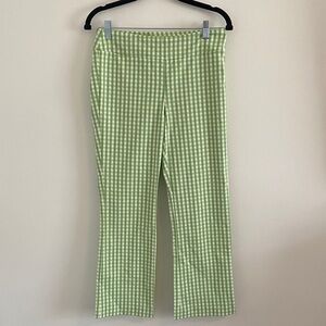 J. McLaughlin Masie Pants Lime Green White Checkered Gingham Capri Pants size 4